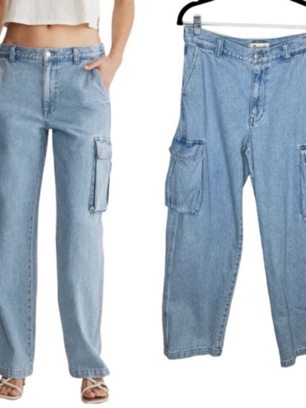Madewell Low Slung Cargo Jeans Baggy Slouchy Women's Size 25